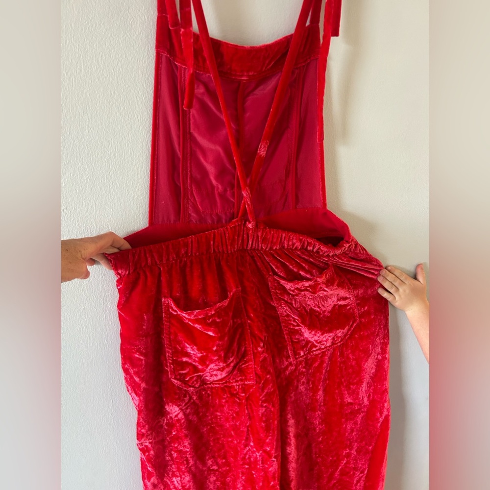 Free People Red Velvet Jumpsuit, size small - Picture 8 of 14